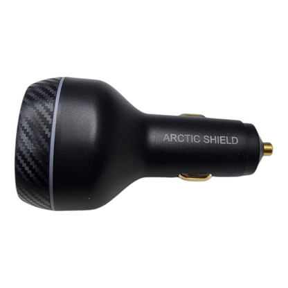 Arctic Shield 130 W autolaturi – musta metallirunko ja hiilikuitukuviointi