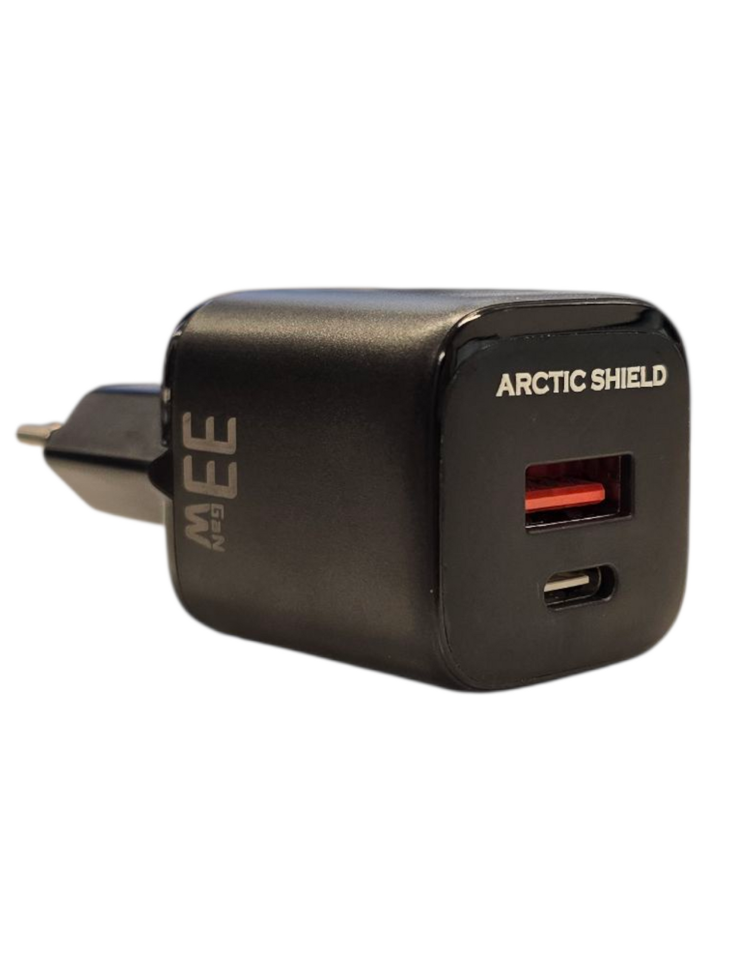 Arctic Shield 33W USB-C + USB-A seinälaturi – Musta pakkauksessa