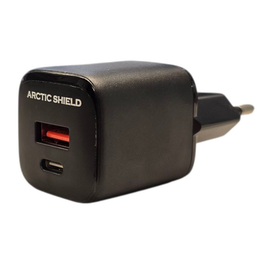 Arctic Shield 33W USB-C + USB-A seinälaturi – Musta sivukuva