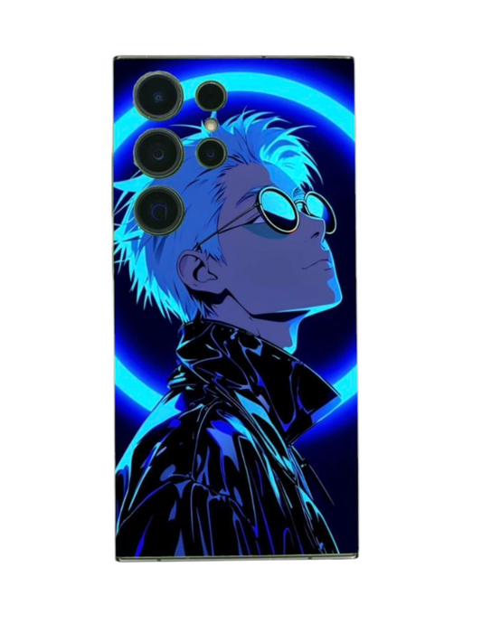 Animehenkinen neonkuosi takakalvossa