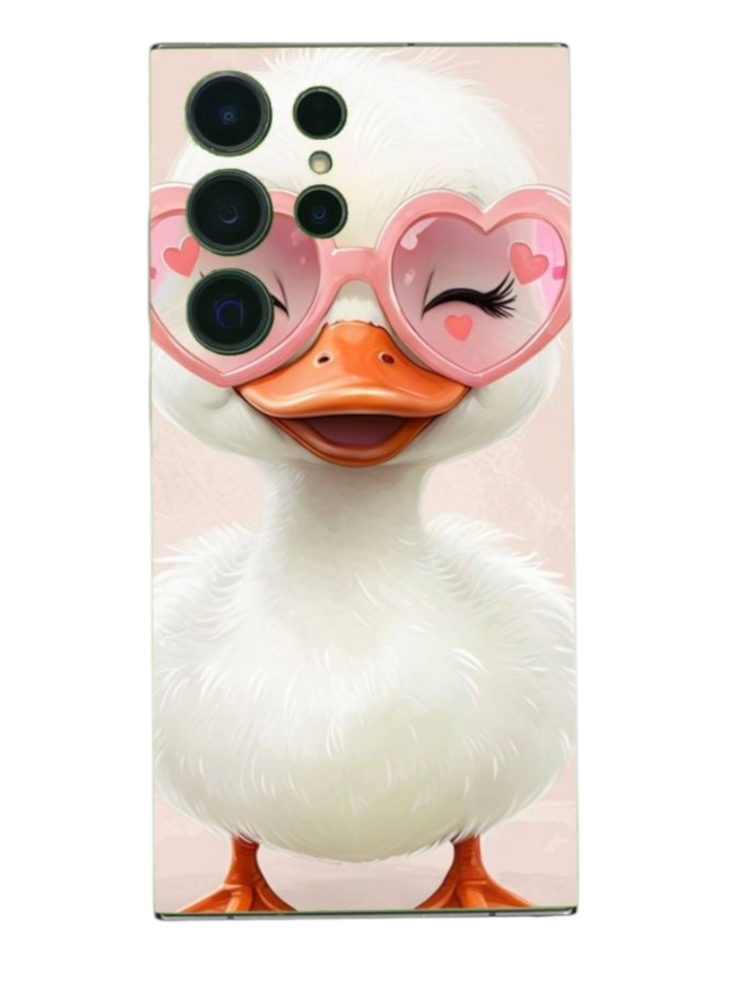 BackSkin Love Duck – puhelimen takakalvo suloisella ankkadesignilla ja sydänlaseilla