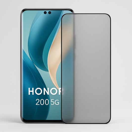 Honor 200 5G puhelin ja mattapintainen panssarikalvo vierekkäin