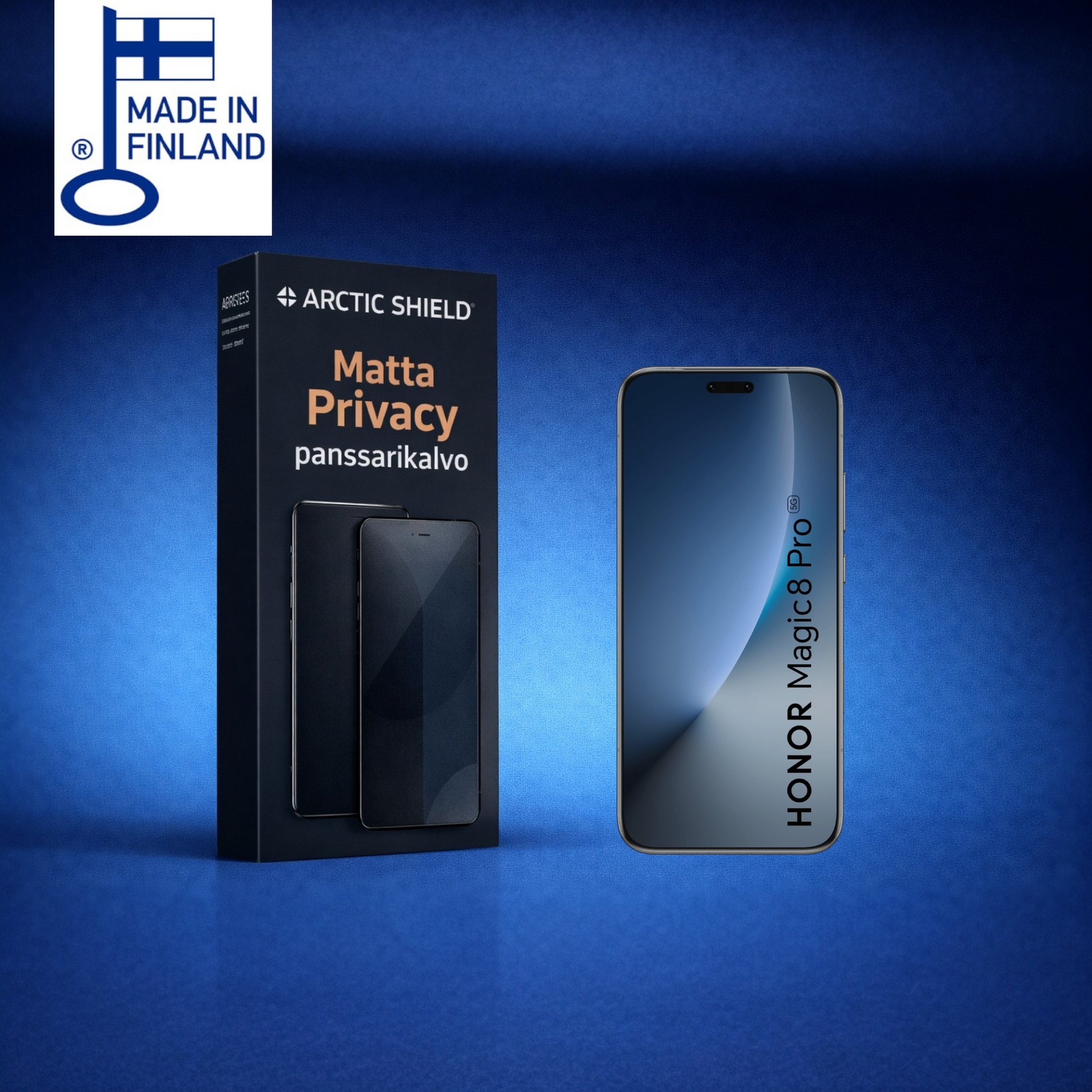 Honor Magic 8 Pro panssarikalvo- matta privacy  – tumma ja maitomainen näytönsuoja, joka estää sivulta katsomisen ja vähentää heijastuksia