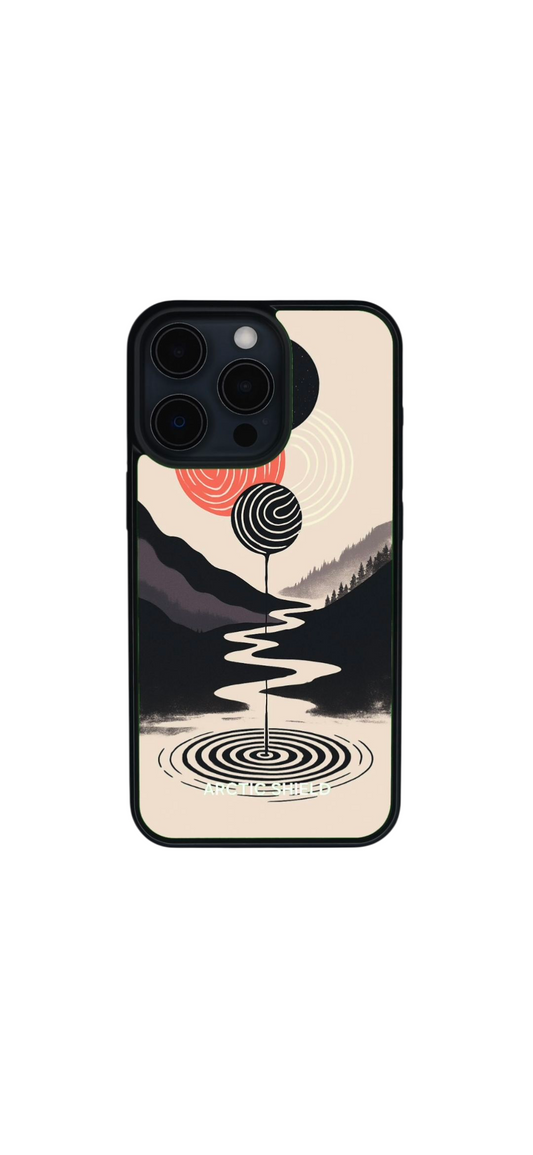 iPhone 11 Pro Magsafe suojakuori – moderni maisemadesign punaisella auringolla
