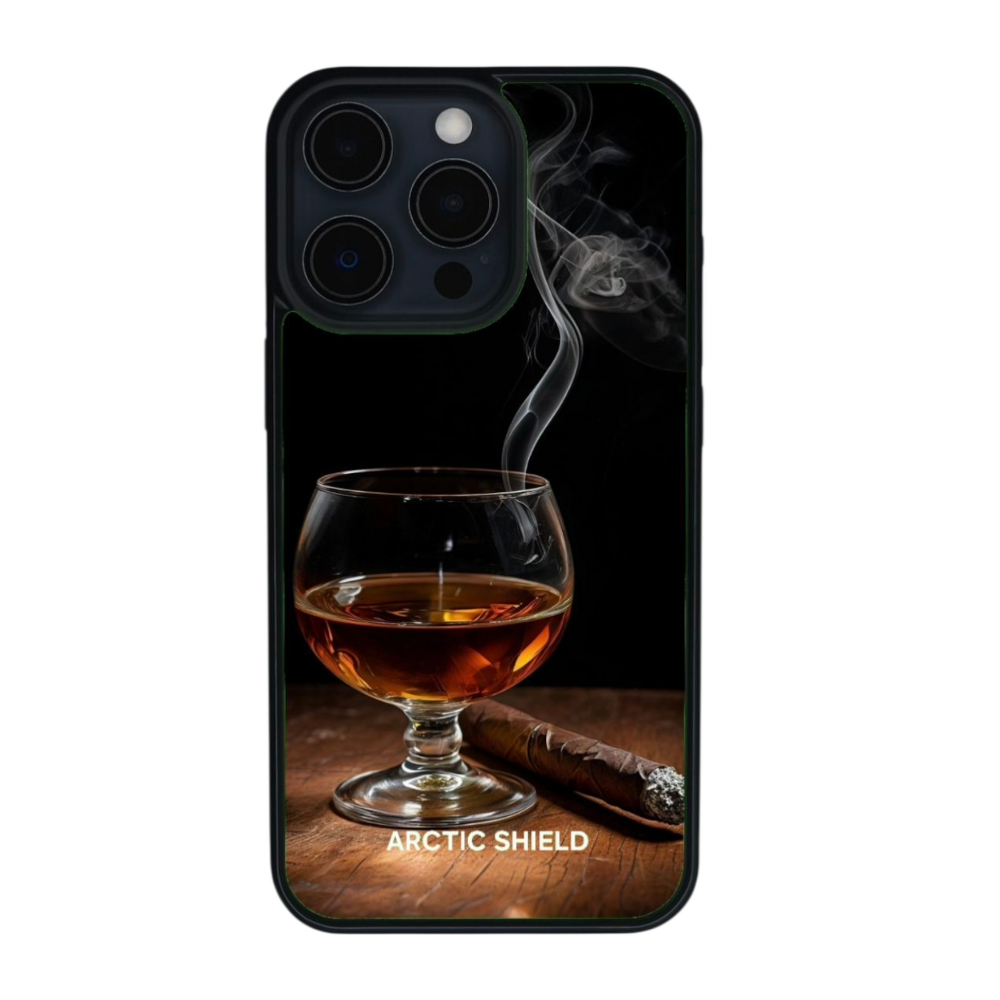 iPhone 11 Pro Max Magsafe kuori – tumma design, konjakki ja savuva sikari