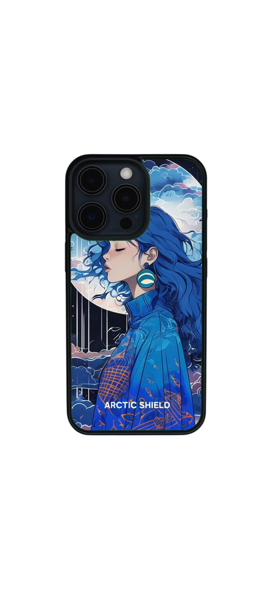 iPhone 11 Pro Max Magsafe suojakuori – sininen naishahmo ja Arctic Shield tyyli