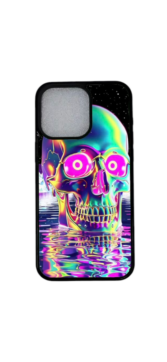 iPhone 12 kuori neon pääkallo edestä