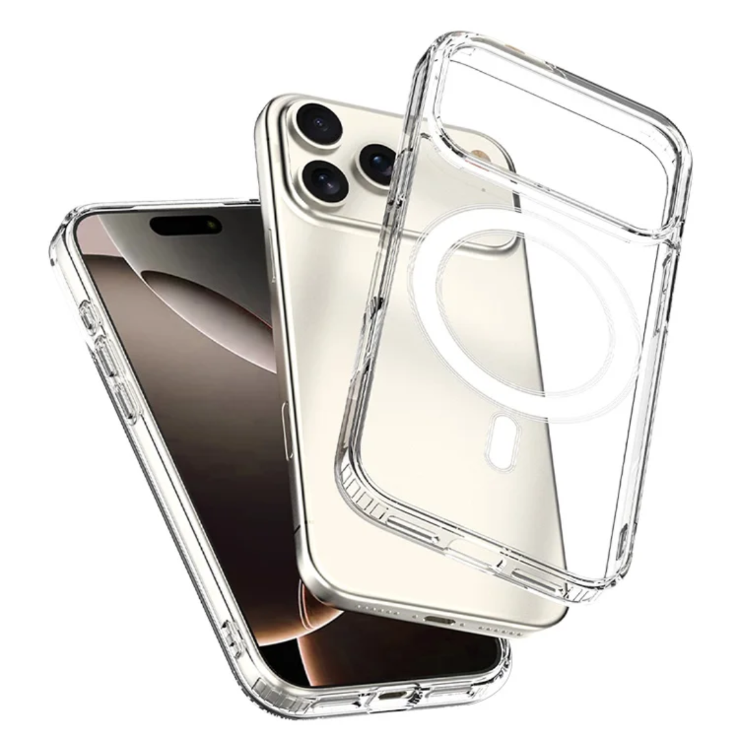 iPhone 17 Pro Max suojakuori MagSafe-tuella – kirkas TPU-kuori