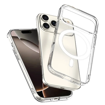 iPhone 17 Pro Max suojakuori MagSafe-tuella – kirkas TPU-kuori