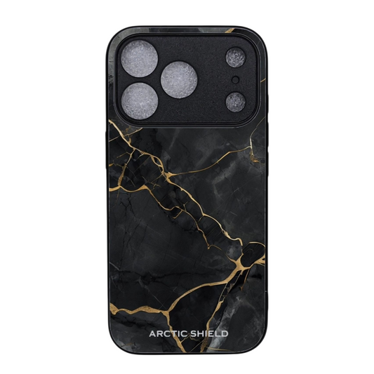 iPhone 17 Pro Max suojakuori musta marmori kulta MagSafe yhteensopiva Arctic Shield