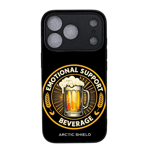 iPhone 17 Pro suojakuori MagSafe yhteensopiva – Arctic Shield olutkuosi Emotional Support Beverage design

