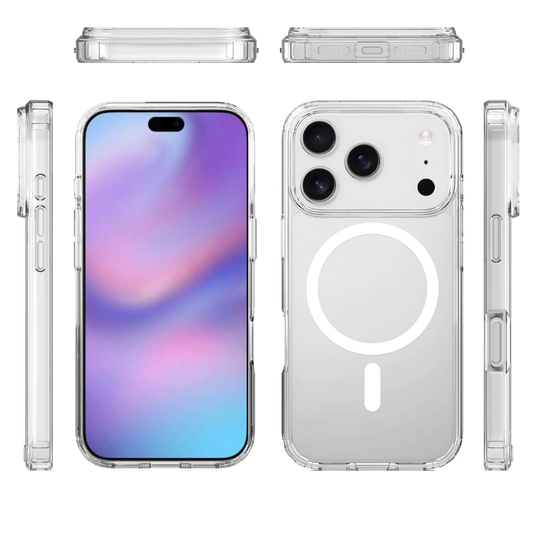 iPhone 17 Pro suojakuori MagSafe-tuella – kirkas TPU-kuori