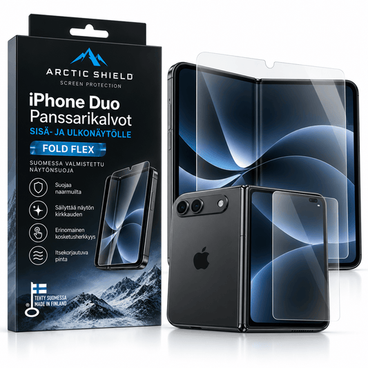 iPhone Duo panssarikalvot sisä- ja ulkonäytölle – Arctic Shield Fold Flex näytönsuojat
