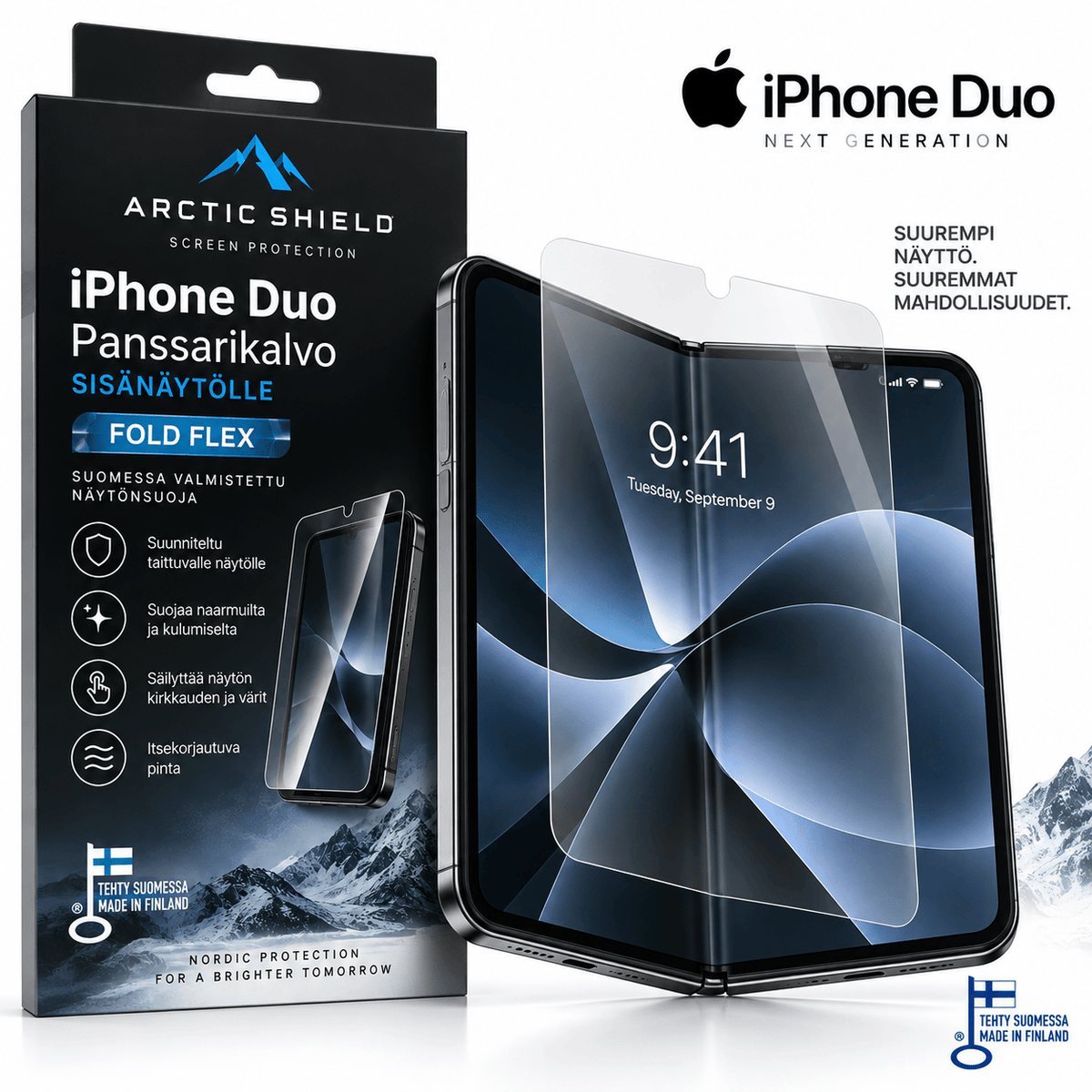 iPhone Duo sisänäytön panssarikalvo – Arctic Shield Fold Flex taittuvalle näytölle