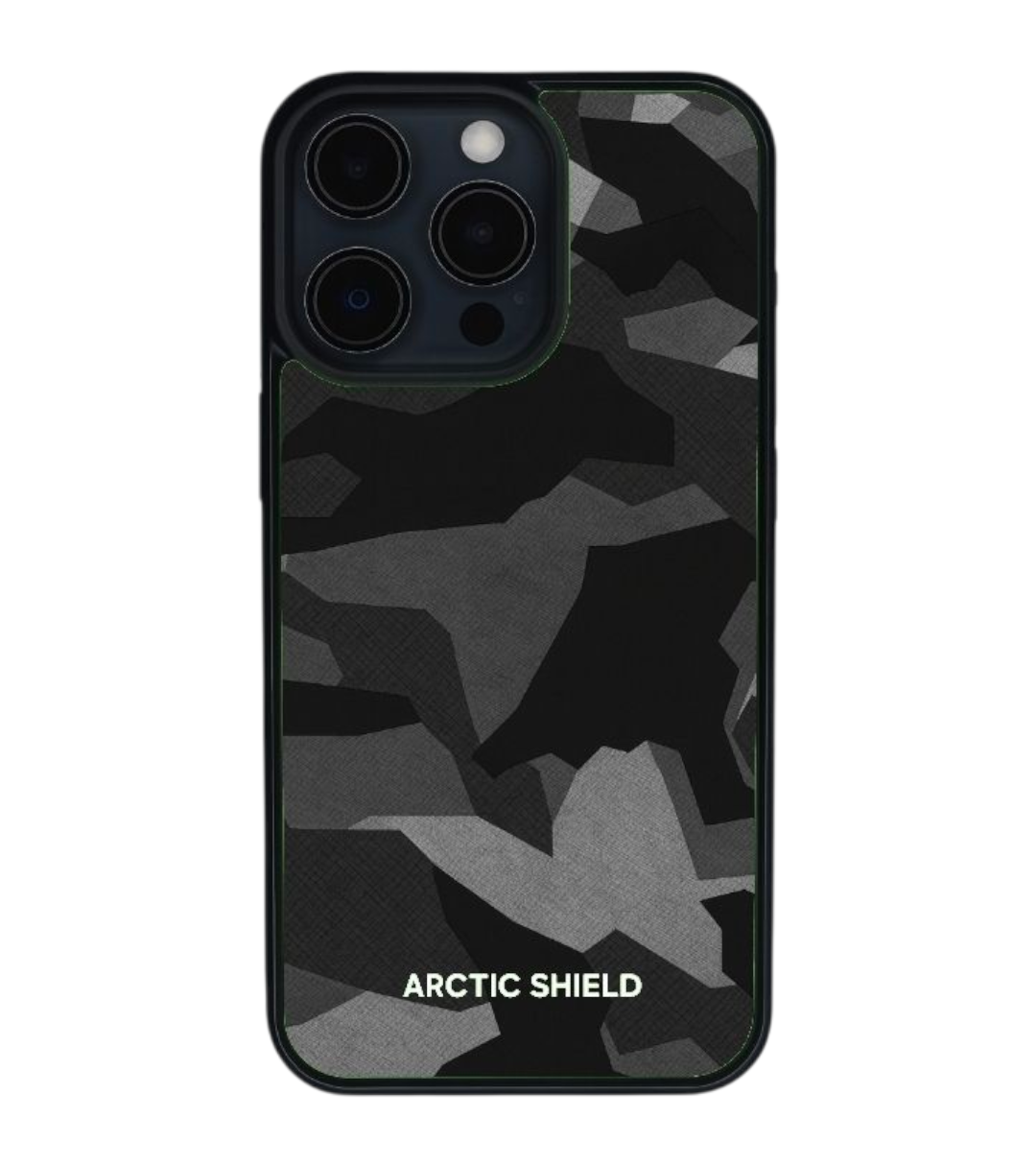 Arctic Shield Black Camo iPhone suojakuori – MagSafe-yhteensopiva