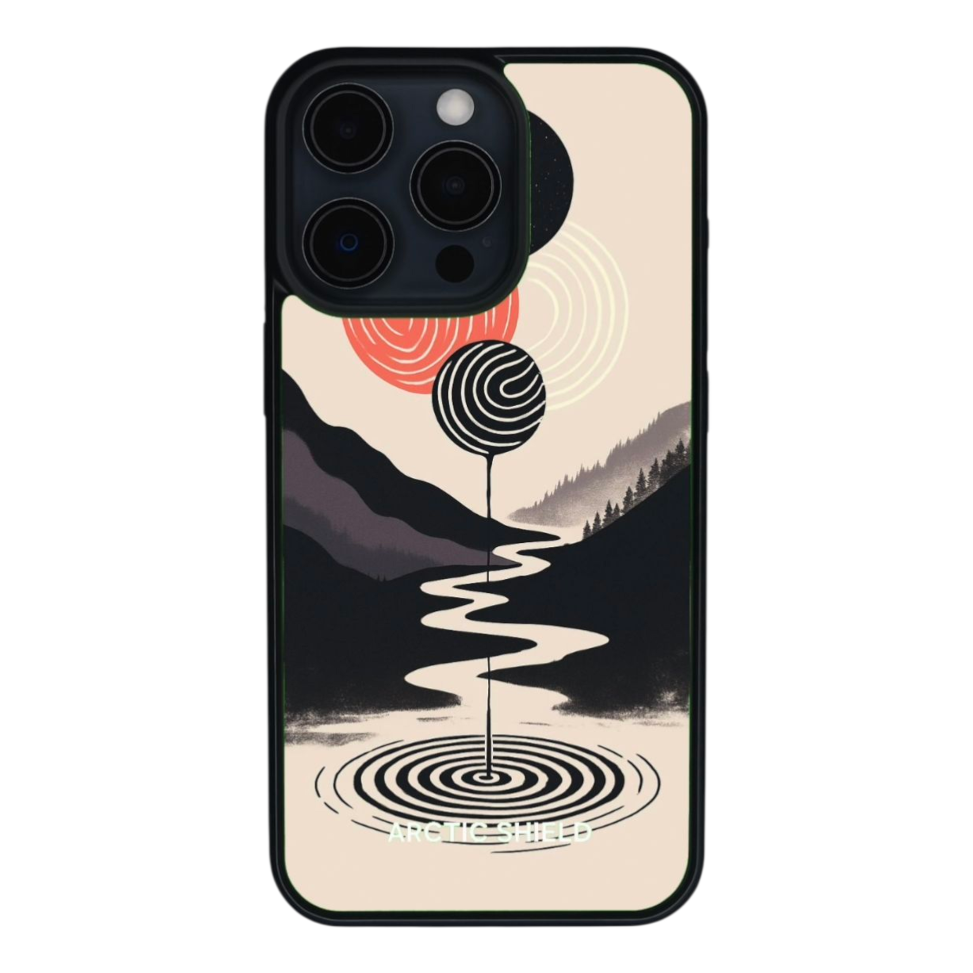 iPhone X / XS Magsafe kuori – abstrakti vuori ja auringot Arctic Shield