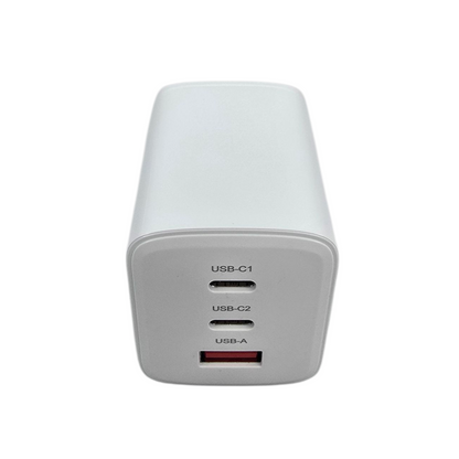 65W pikalaturi edestä – USB-C1, USB-C2 ja USB-A portit