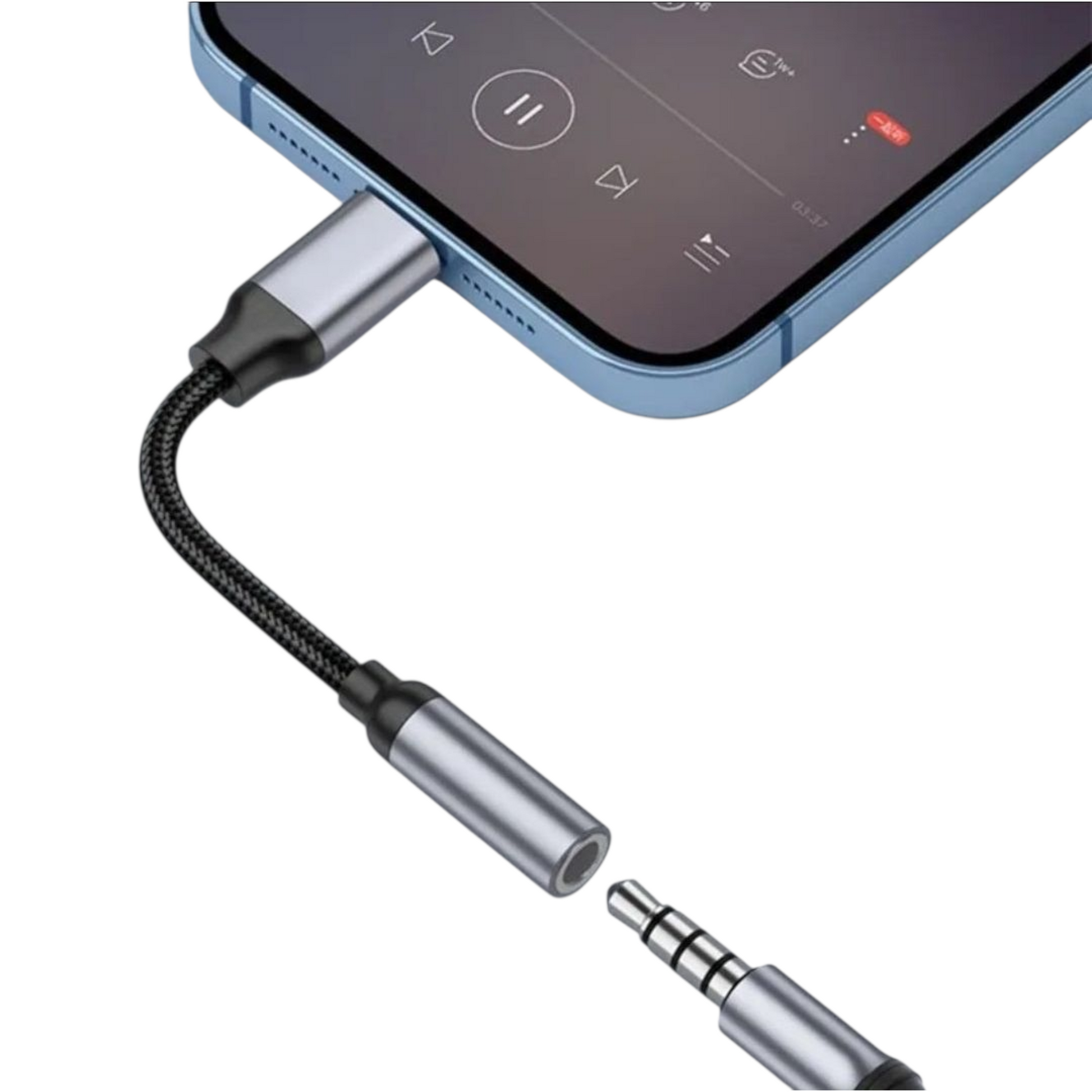 Lightning-adapteri yhdistettynä nappikuulokkeisiin