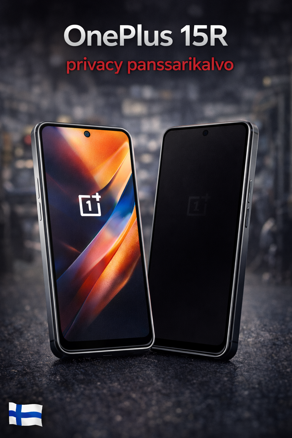 OnePlus 15R privacy panssarikalvo – Arctic Shield tumma näytönsuoja, joka estää sivusta katselun