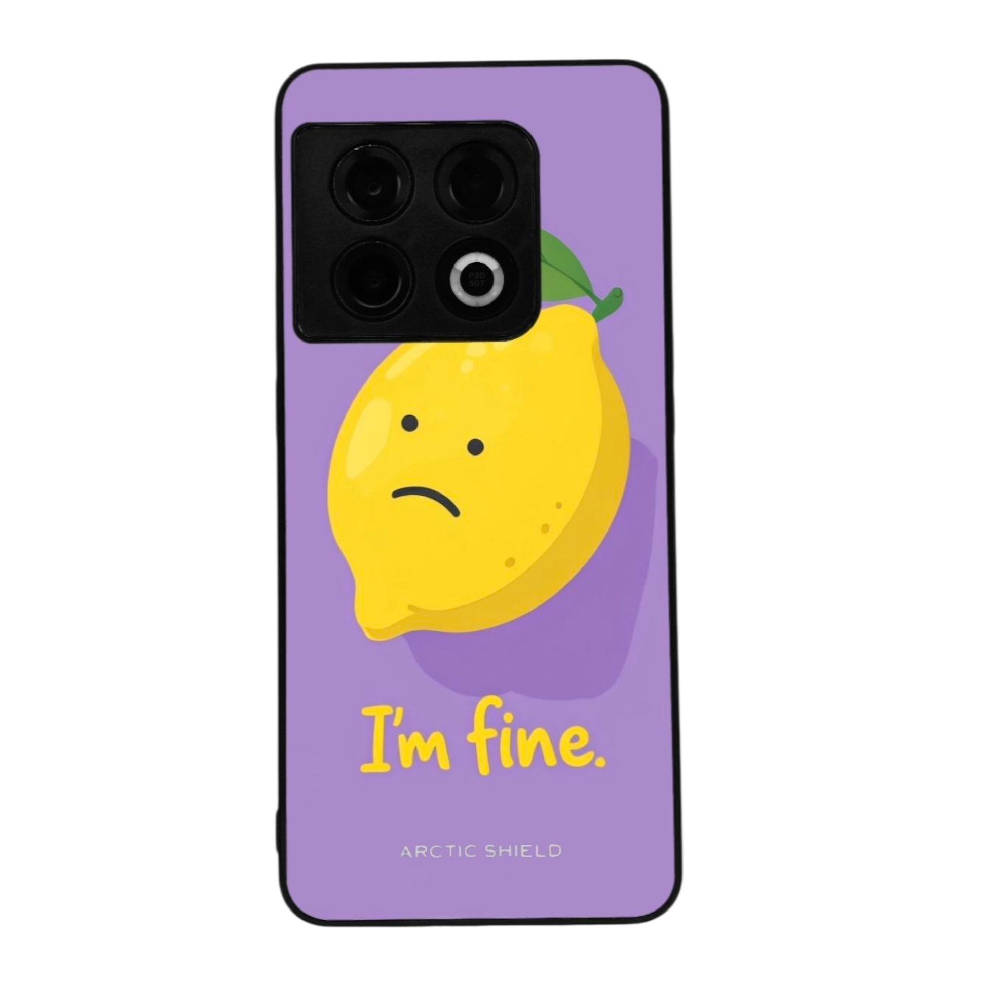 OnePlus 7 / 6T kuori Arctic Shield violetti pohja ja I'm fine sitruuna