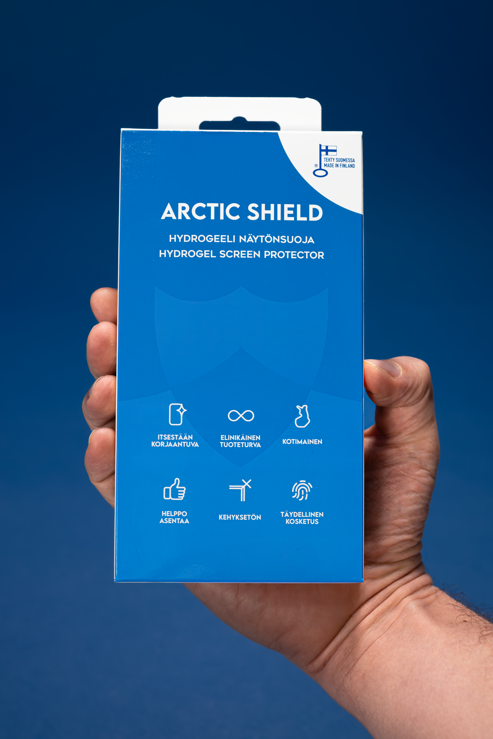 OnePlus 9 panssarikalvo Arctic Shield Frost mattapinnalla – tuotepakkaus esittely.