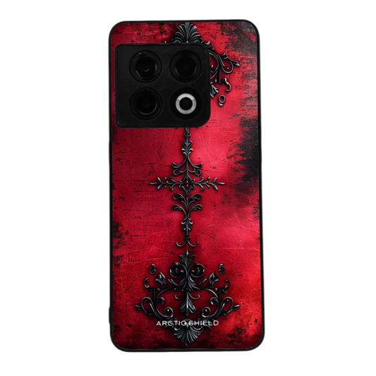 OnePlus 9 suojakuori Arctic Shield – punamusta kuosi metallikoristeilla