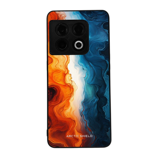 OnePlus Nord 4 Arctic Shield -suojakuori – Magma Wave, oranssi ja sininen