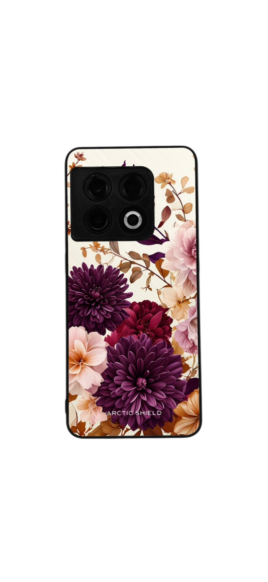 OnePlus Nord CE 2 suojakuori Arctic Shield kukkakuosi – vaalea pohja ja violetit kukat