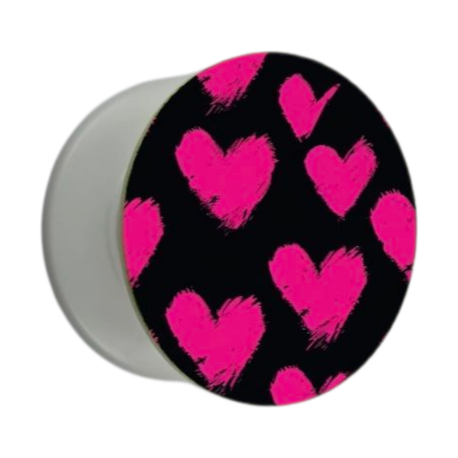 Puhelimen pidike Ø47 mm pinkit sydämet mustalla taustalla – mobiilikauppa.com