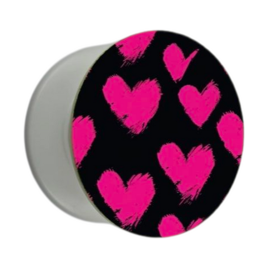 Puhelimen pidike Ø47 mm pinkit sydämet mustalla taustalla – mobiilikauppa.com