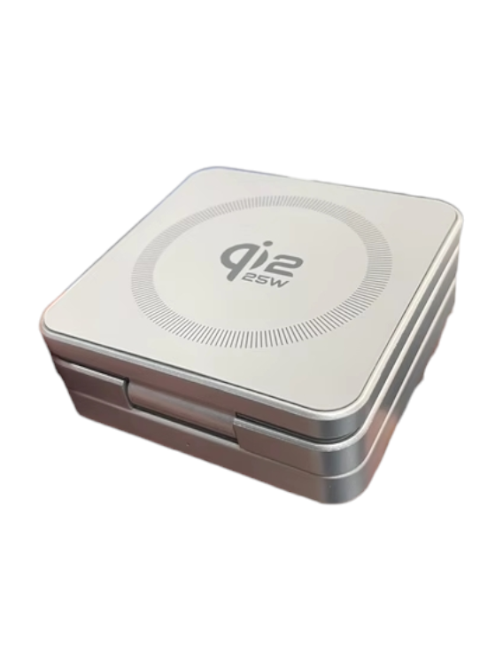 Taittuva Qi2.2 25W 3-in-1 alumiinirunkoinen monilaturi matkakäyttöön