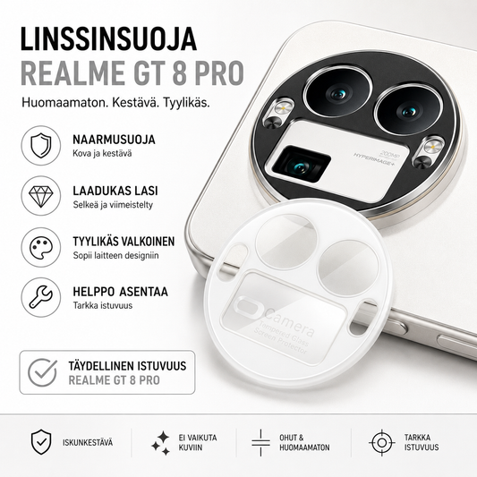 Realme GT 8 Pro valkoinen linssinsuoja – kameran linssin suojalasi