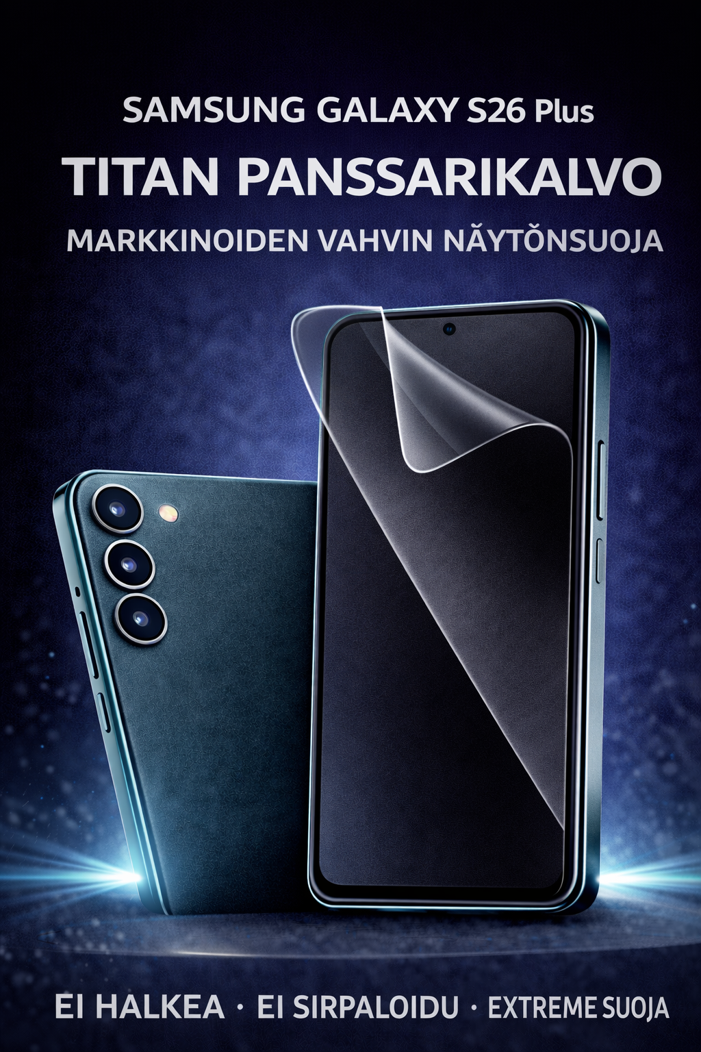 Samsung Galaxy S26 Plus Titan panssarikalvo – markkinoiden vahvin ja halkeamaton näytönsuoja, Arctic Shield