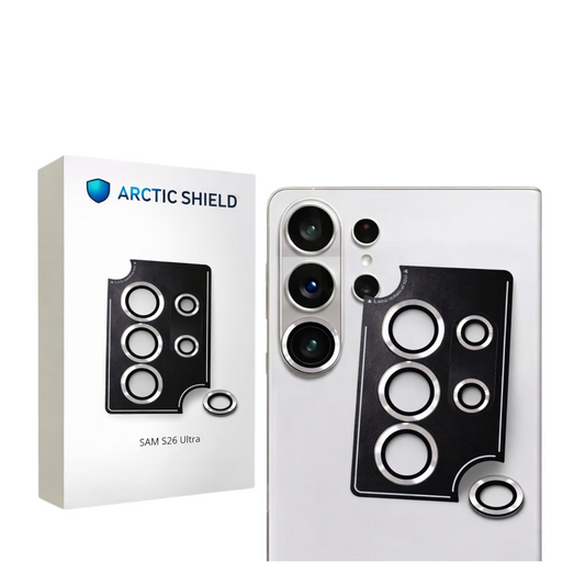 Samsung Galaxy S26 Ultra linssinsuojat ja Arctic Shield pakkaus