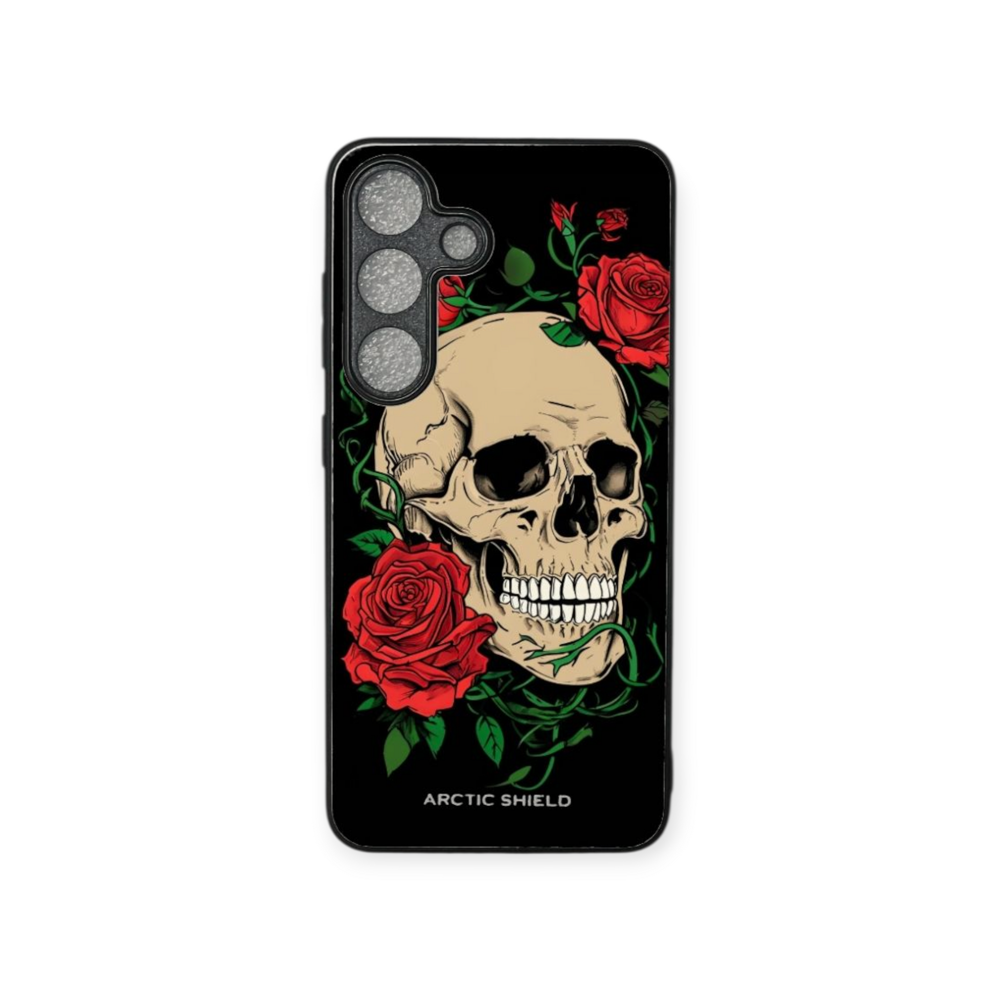 Samsung S25 Edge suojakuori – Pääkallo ja punaiset ruusut, valmistettu Suomessa | Arctic Shield

