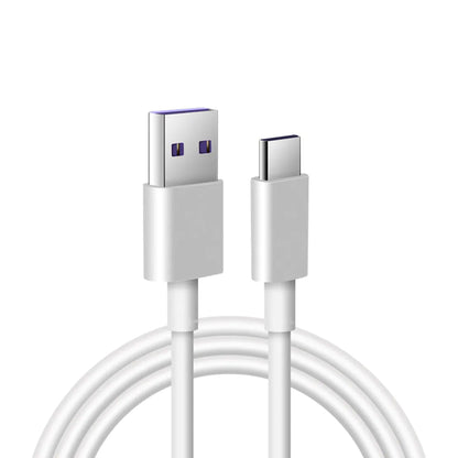 Valkoinen kaapeli violettipäisellä USB-A-liittimellä